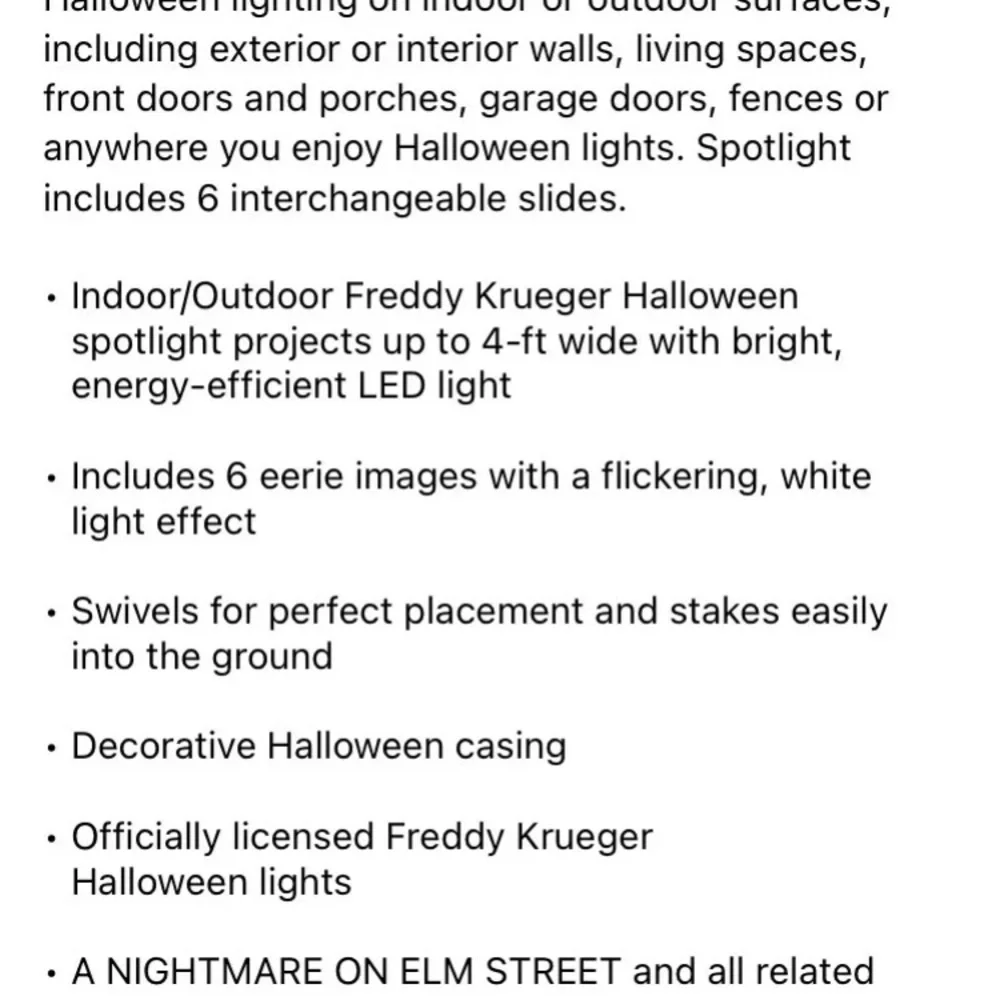 Nightmare On Elm Street Freddy Krueger Short Circuit LED Projector Halloween